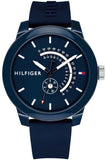 Tommy Hilfiger Denim Quartz Blue Dial Blue Rubber Strap Watch for Men - 1791482