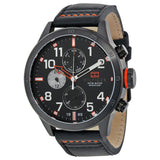 Tommy Hilfiger Trent Multifunction Black Dial Black Leather Strap Watch for Men - 1791136