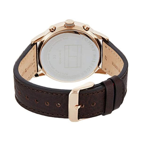 Tommy Hilfiger Multi Function Chronograph Black Dial Brown Leather Strap Watch for Men - 1791631