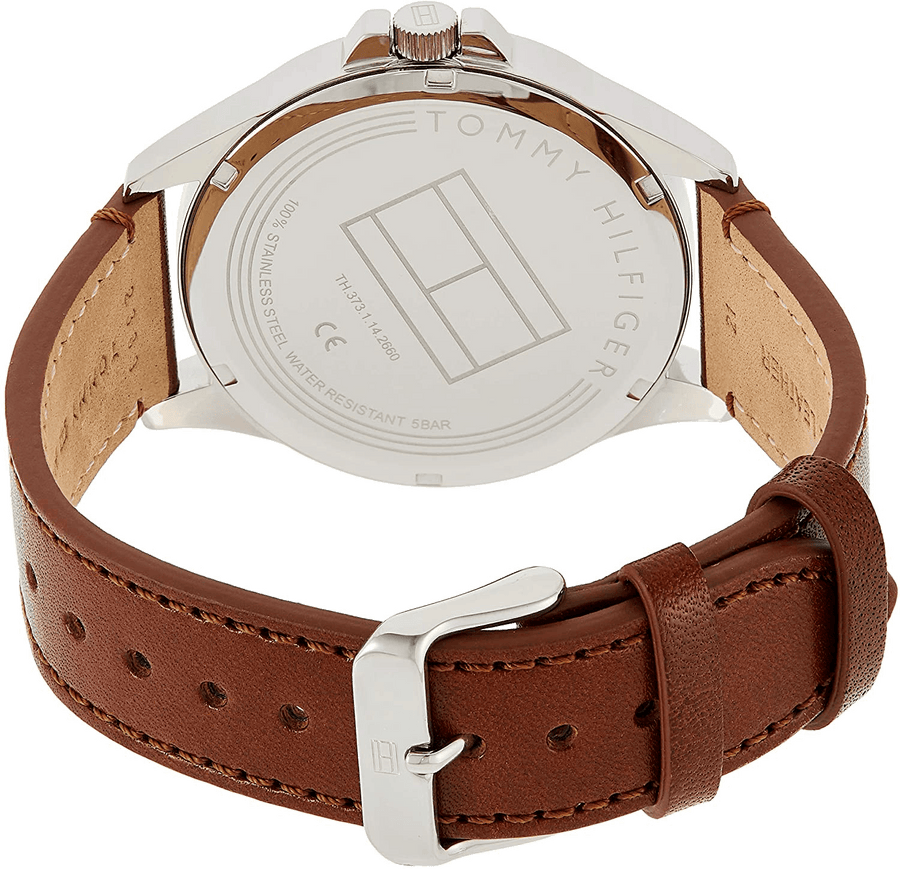 Tommy Hilfiger Multi Function Quartz White Dial Brown Leather Strap Watch for Men - 1791614