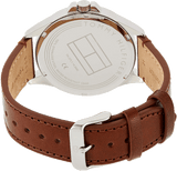 Tommy Hilfiger Multi Function Quartz White Dial Brown Leather Strap Watch for Men - 1791614