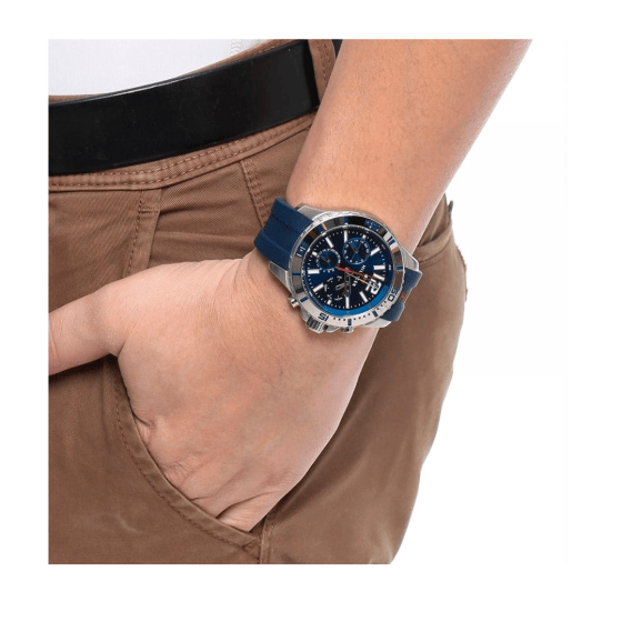 Tommy Hilfiger Nolan Chronograph Blue Dial Blue Rubber Strap Watch for Men - 1791142