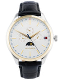 Tommy Hilfiger Oliver Analog Silver Dial Black Leather Strap Watch for Men - 1791305