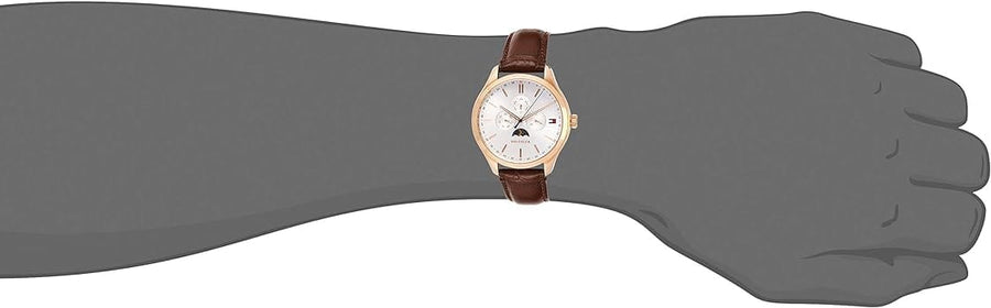 Tommy Hilfiger Oliver Chronograph White Dial Brown Leather Strap Watch for Men - 1791306