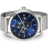 Tommy Hilfiger Oliver Quartz Blue Dial Silver Mesh Bracelet Watch for Men - 1791302