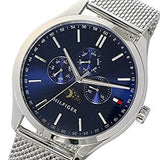 Tommy Hilfiger Oliver Quartz Blue Dial Silver Mesh Bracelet Watch for Men - 1791302