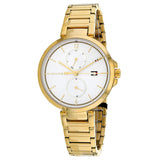 Tommy Hilfiger Angela White Dial Gold Steel Strap Watch for Women - 1782128