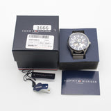 Tommy Hilfiger Spencer Skeleton Black Dial Silver Mesh Bracelet Watch for Men - 1791643