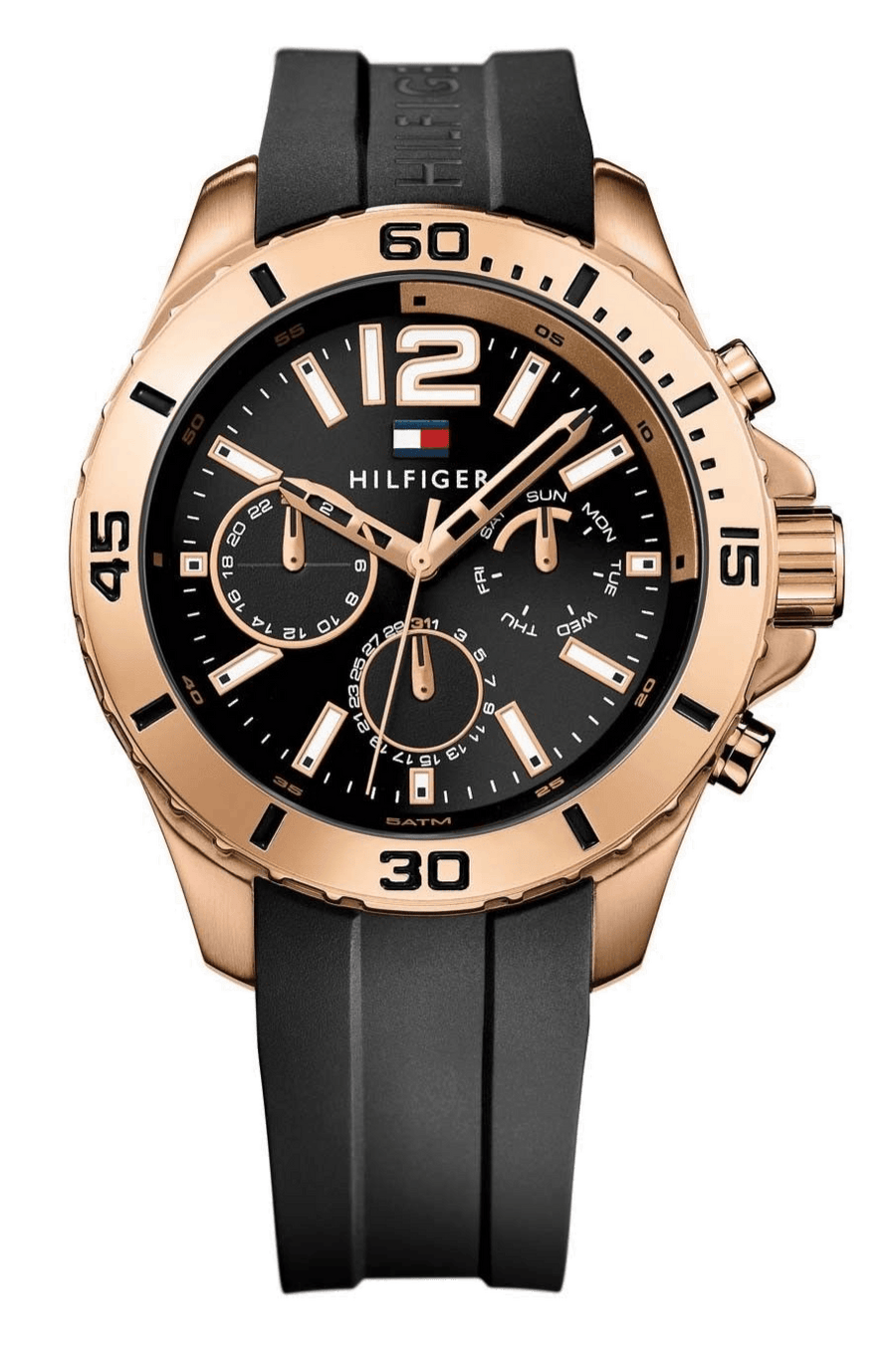 Tommy Hilfiger Sport Multifunction Black Dial Black Rubber Strap Watch for Men - 1791145