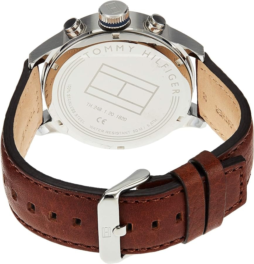 Tommy Hilfiger Sport Multifunction Blue Dial Brown Leather Strap Watch for Men - 1791137