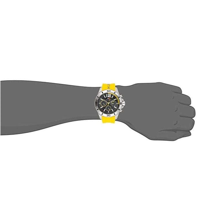 Tommy Hilfiger Sports Multifunction Black Dial Yellow Rubber Strap Watch for Men - 1791144