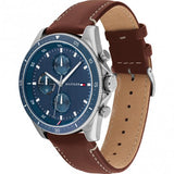 Tommy Hilfiger Parker Chronograph Blue Dial Brown Leather Strap Watch For Men - 1791837