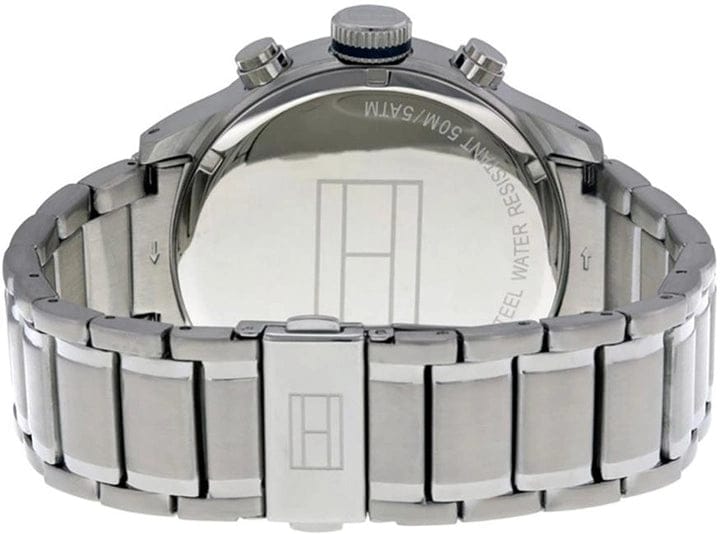 Tommy Hilfiger Trent Chronograph Blue Dial Silver Steel Strap Watch for Men - 1791053