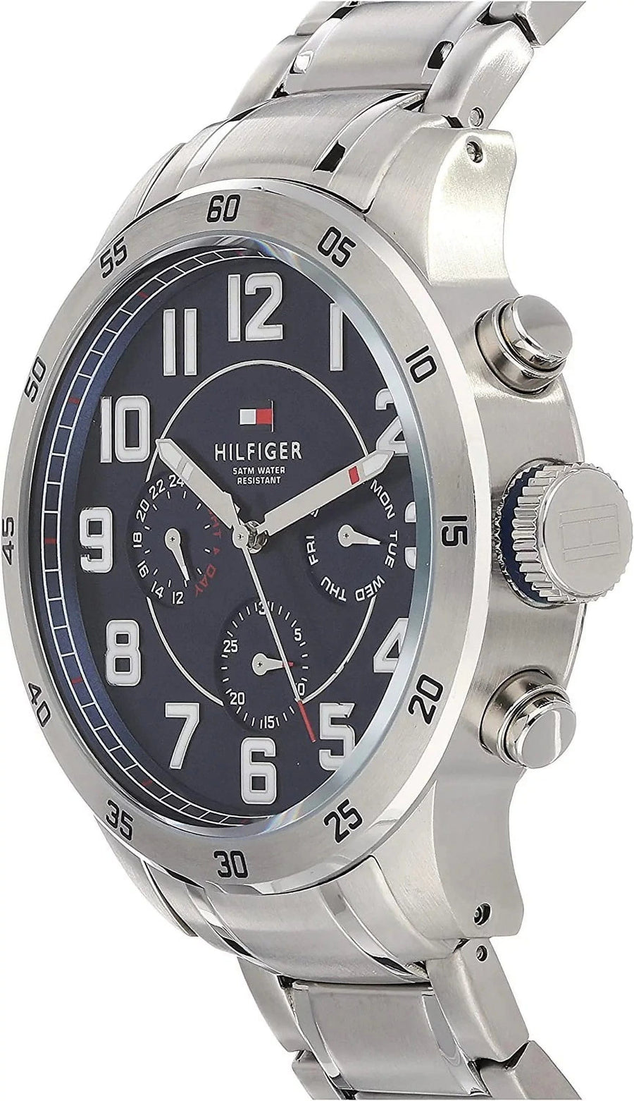 Tommy Hilfiger Trent Chronograph Blue Dial Silver Steel Strap Watch for Men - 1791053