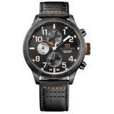 Tommy Hilfiger Trent Multifunction Black Dial Black Leather Strap Watch for Men - 1791136