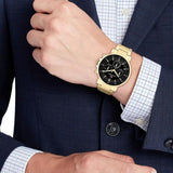 Tommy Hilfiger Tyson Chronograph Black Dial Gold Steel Strap Watch For Men - 1710589