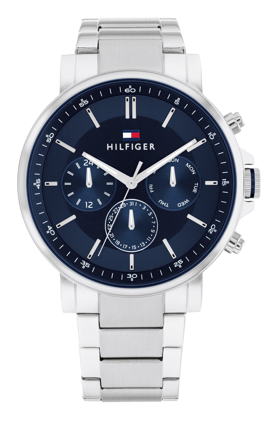 Tommy Hilfiger Tyson Chronograph Blue Dial Silver Steel Strap Watch For Men - 1710588