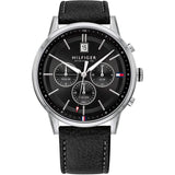 Tommy Hilfiger Kyle Quartz Black Dial Black Leather Strap Watch for Men - 1791630