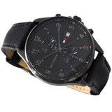 Tommy Hilfiger West Chronograph Black Dial Black Leather Strap Watch For Men - 1791711