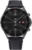 Tommy Hilfiger West Chronograph Black Dial Black Leather Strap Watch For Men - 1791711