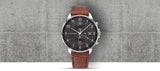 Tommy Hilfiger West Chronograph Grey Dial Brown Leather Strap Watch For Men - 1791710
