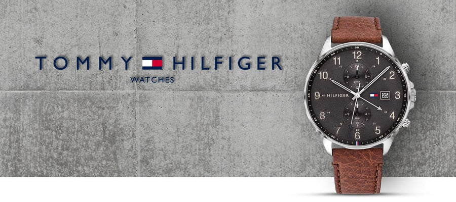 Tommy Hilfiger West Chronograph Grey Dial Brown Leather Strap Watch For Men - 1791710