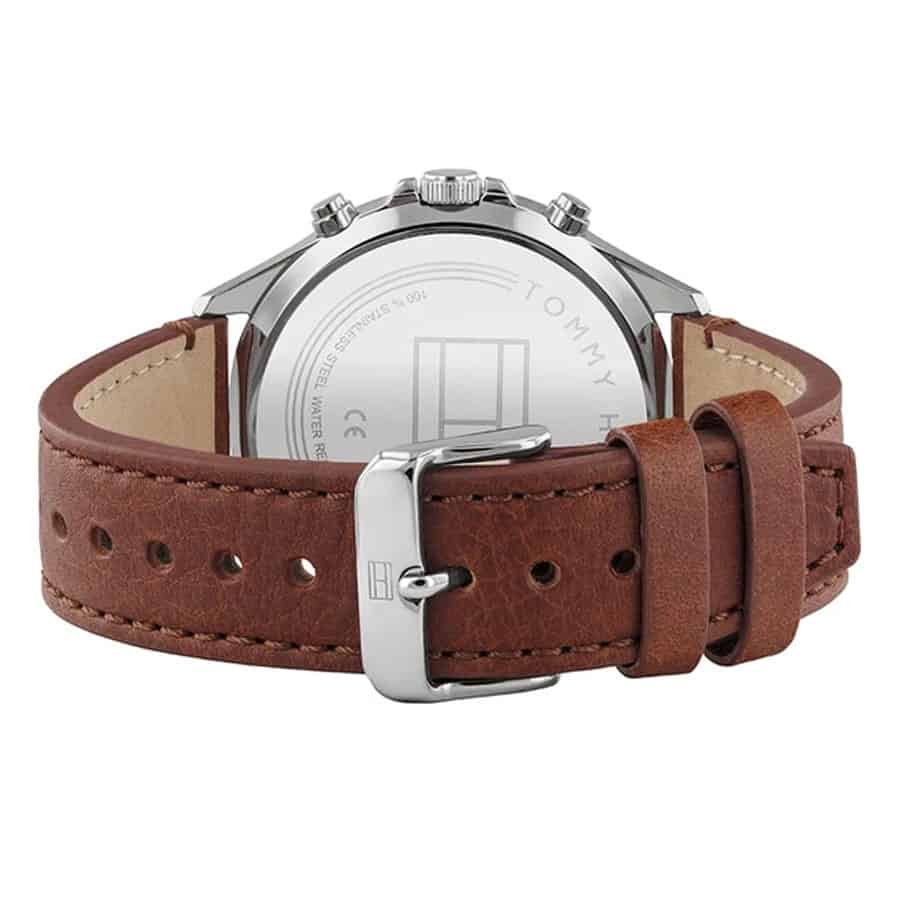 Tommy Hilfiger West Chronograph Grey Dial Brown Leather Strap Watch For Men - 1791710