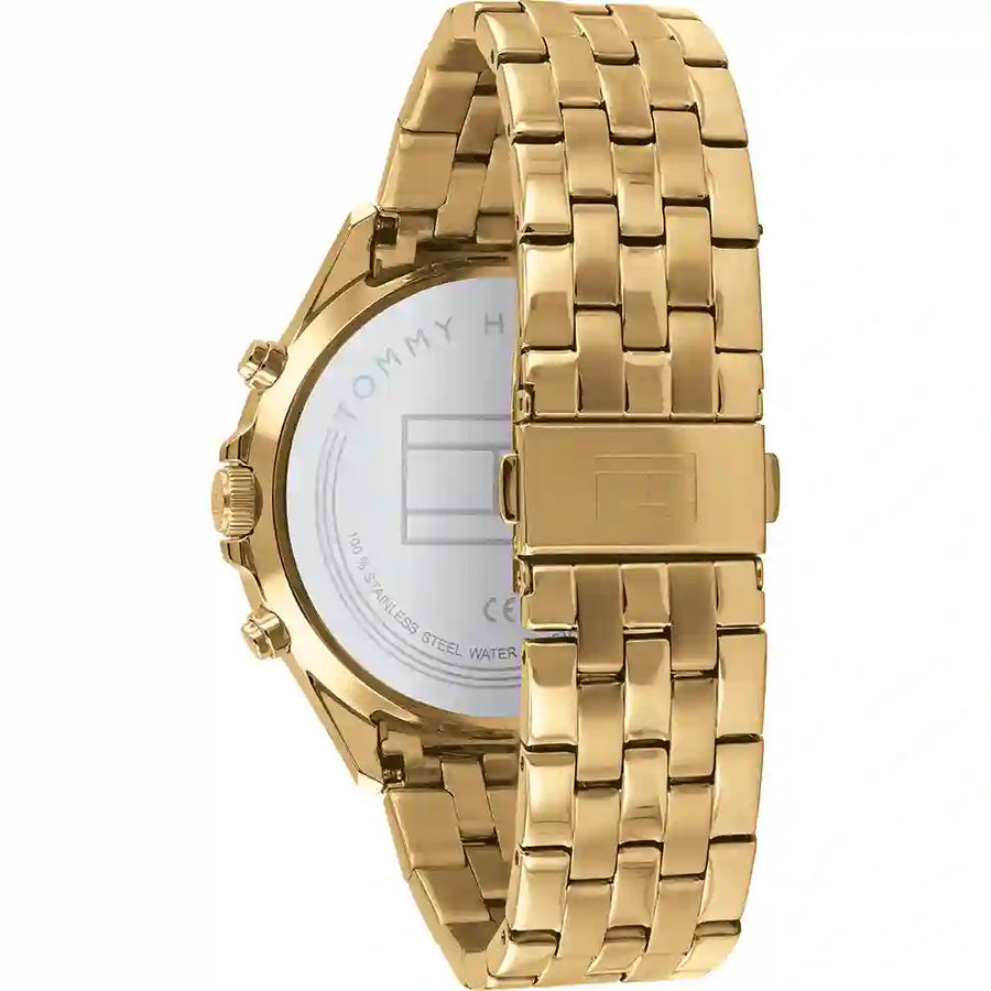 Tommy Hilfiger West Chronograph Quartz Black Dial Gold Steel Strap Watch For Men - 1791708