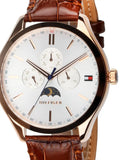 Tommy Hilfiger Oliver Chronograph White Dial Brown Leather Strap Watch for Men - 1791306