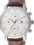 Tommy Hilfiger Kane Chronograph White Dial Brown Leather Strap Watch for Men - 1791400