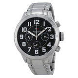 Tommy Hilfiger Trent Chronograph Black Dial Silver Steel Strap Watch for Men - 1791054