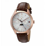 Tommy Hilfiger Oliver Chronograph White Dial Brown Leather Strap Watch for Men - 1791306