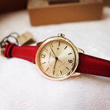 Burberry The Classic Gold Dial Red Leather Strap Watch for Women - BU10102