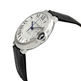 Cartier Ballon Bleu De Cartier Silver Dial Black Leather Strap Watch for Women - WSBB0028