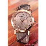 Burberry The City Rose Gold Dial Brown Leather Strap Watch for Women - BU9040