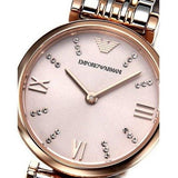 Emporio Armani Gianni T Bar Pink Dial Two Tone Steel Strap Watch For Women - AR11223