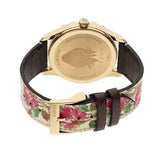 Gucci G Timeless Floral Gold Dial White Leather Strap Watch For Women - YA1264084