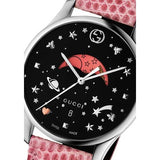 Gucci G-Timeless Moonphase Black Dial Pink Leather Strap Watch For Women - YA1264046