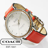 Coach Delancey White Dial Orange Leather Strap Watch for Women - 14502880