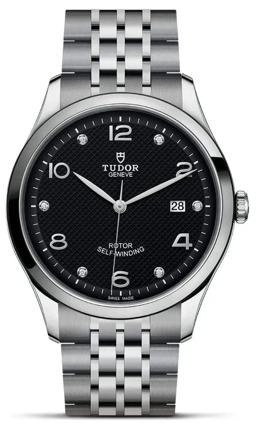 Tudor 1926 Automatic Diamonds Black Dial Silver Steel Strap Watch for Men - M91650-0004