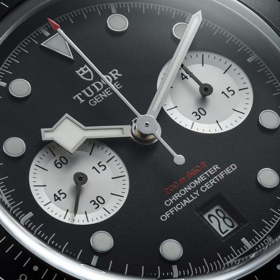 Tudor Black Bay Chrono Black Dial Silver Steel Strap Watch for Men - M79360N-0013
