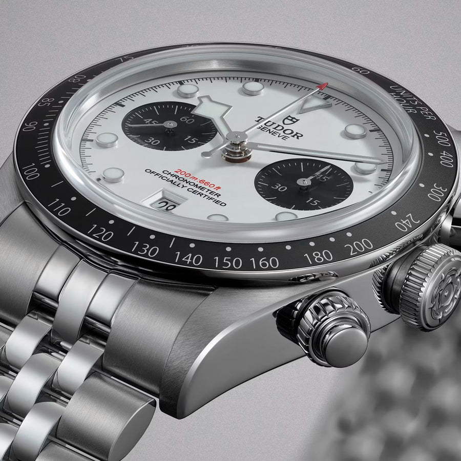 Tudor Black Bay Chrono Silver Dial Silver Steel Strap Watch for Men - M79360N-0014