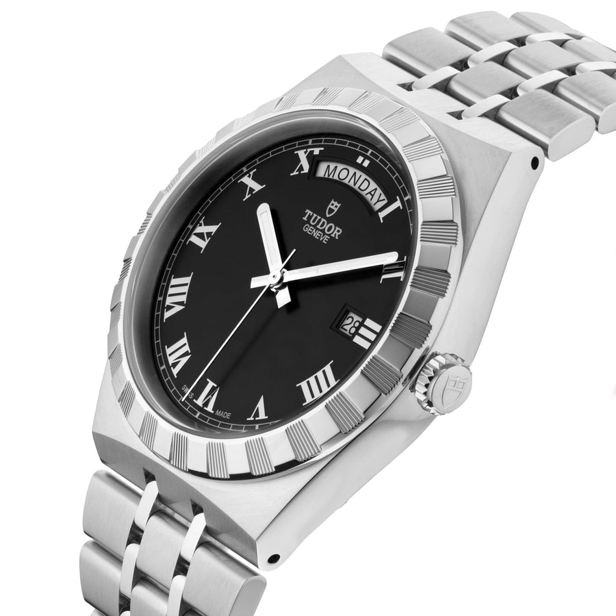 Tudor Royal Automatic Black Dial Silver Steel Strap Watch for Men - M28600-0003