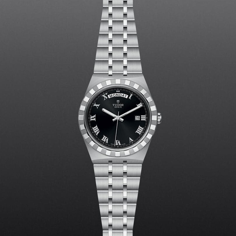 Tudor Royal Automatic Black Dial Silver Steel Strap Watch for Men - M28600-0003
