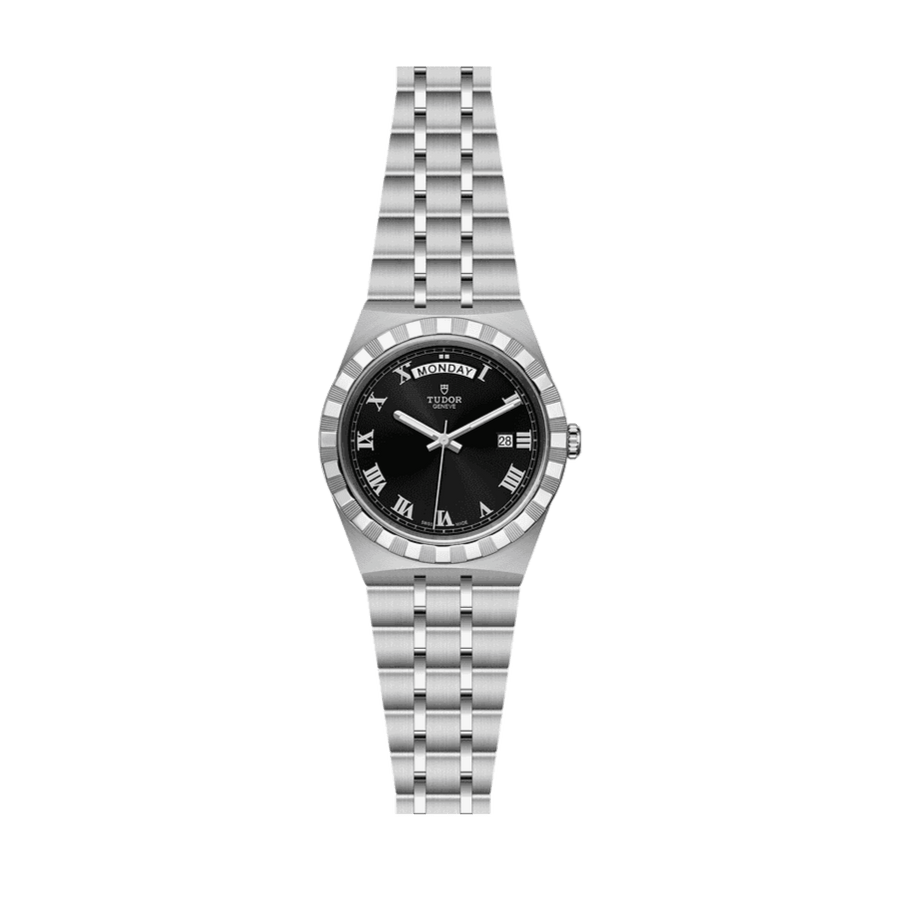 Tudor Royal Automatic Black Dial Silver Steel Strap Watch for Men - M28600-0003