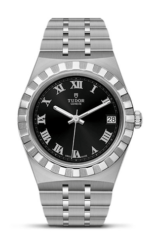 Tudor Royal Automatic Black Dial Silver Steel Strap Watch for Men - M28600-0003