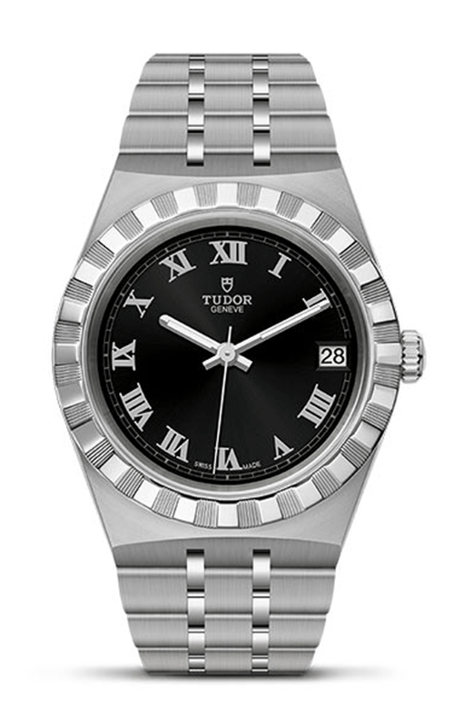 Tudor Royal Automatic Black Dial Silver Steel Strap Watch for Men - M28600-0003