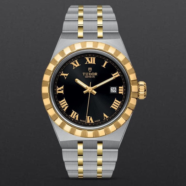 Tudor Royal Automatic Black Dial Two Tone Steel Strap Watch for Men - M28603-0003