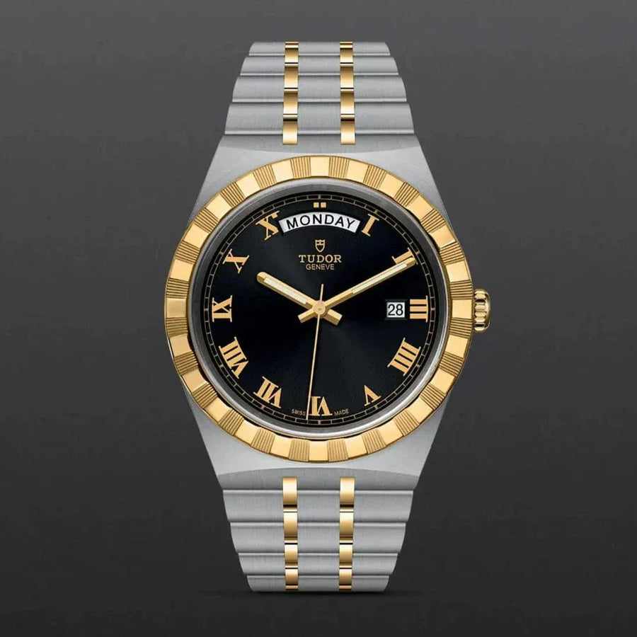 Tudor Royal Automatic Black Dial Two Tone Steel Strap Watch for Men - M28603-0003