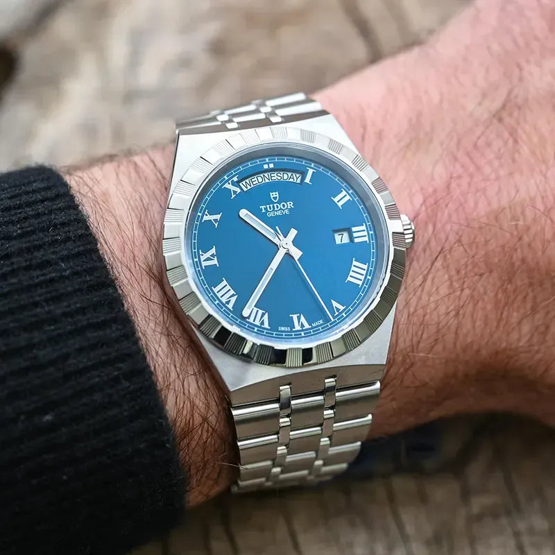 Tudor Royal Automatic Blue Dial Silver Steel Strap Watch for Men - M28600-0005